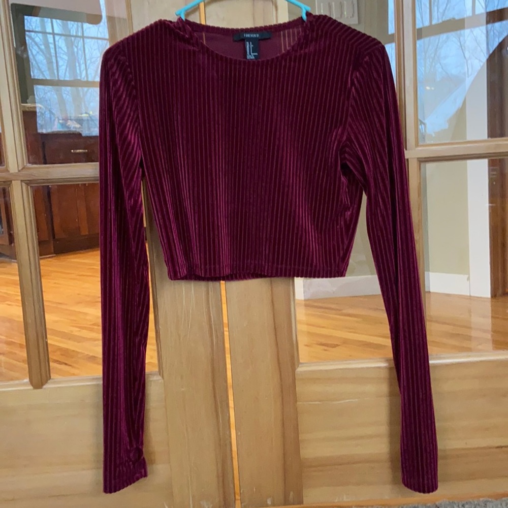 Maroon cropped long sleeve from forever 21